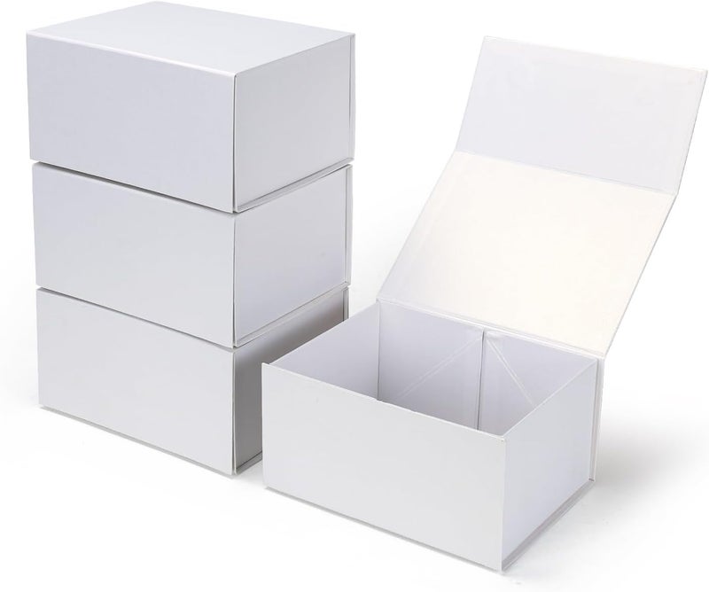 Ditwis 4 Pack 8x6x4 Inches Gift Boxes with Magnetic Closure Lids, White Magnetic Box for Wedding, Groomsmen Bridesmaid Proposal, Birthdays, Mother's Day - Image 1